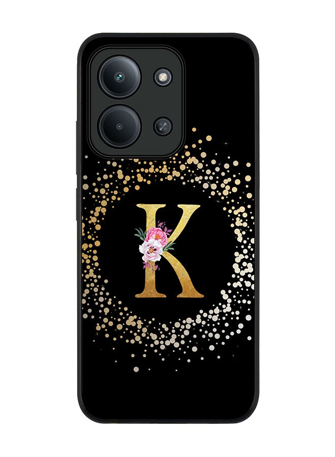 Stylizedd For Xiaomi Redmi 15C 4G Case,Slim fit Camera Protection, Shockproof Thin Phone cover  - Custom Monogram Floral - K ( Black ) - Image 1